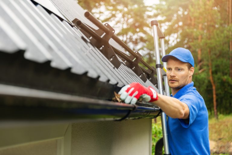 cleaning gutters