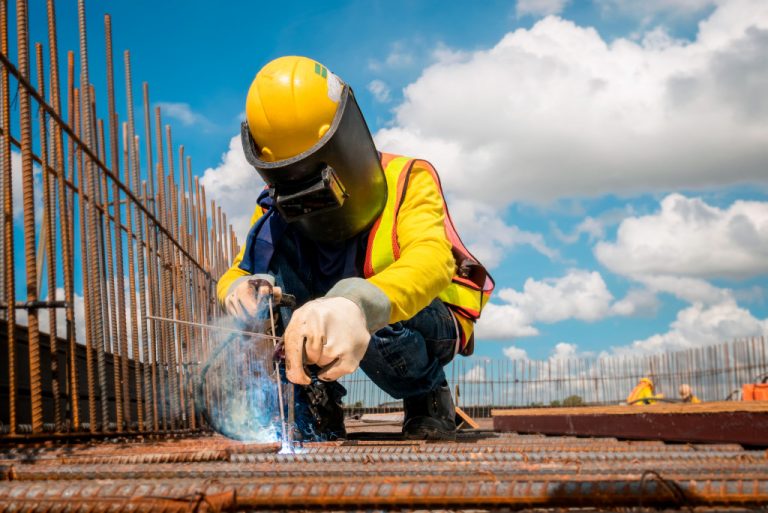 Woker wearing PPE on construction site