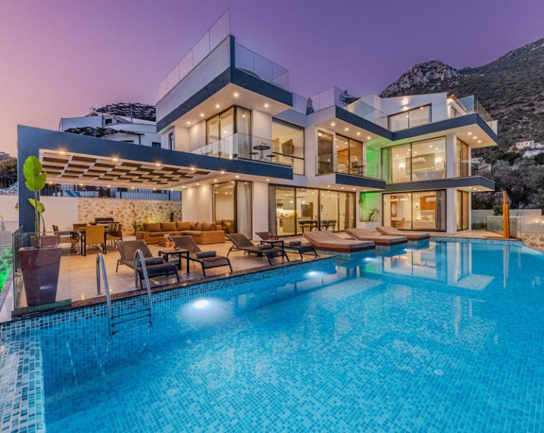 a gorgeous house with a a pool